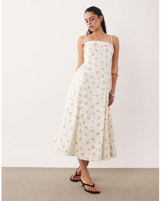 Mango Natural Cotton Rich Square Neck Strappy Maxi Dress