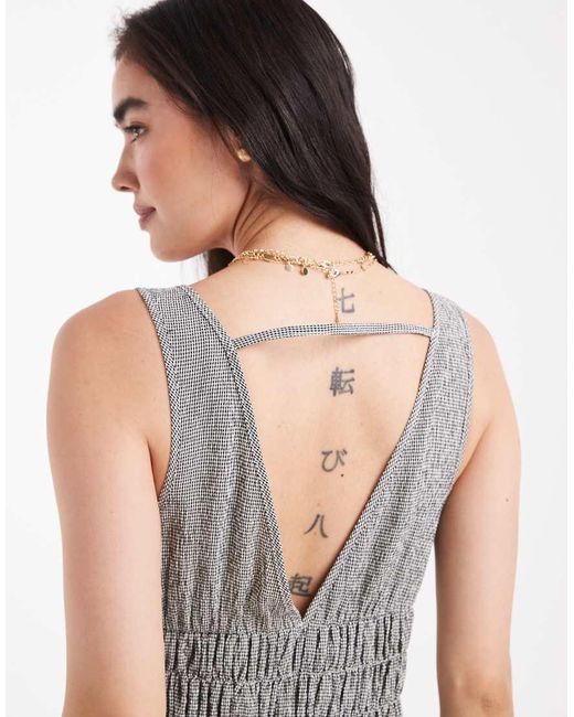 Daisy Street Gray Shirred Waist Detail Mini Dress