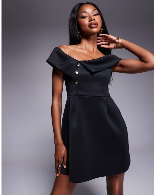 ASOS Blue – asymmetrisches bardot-minikleid