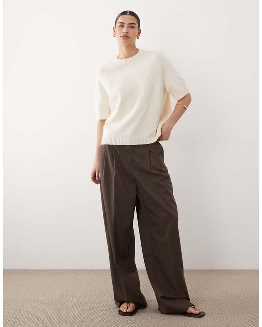 ASOS White Knitted Half Sleeve Raglan Jumper