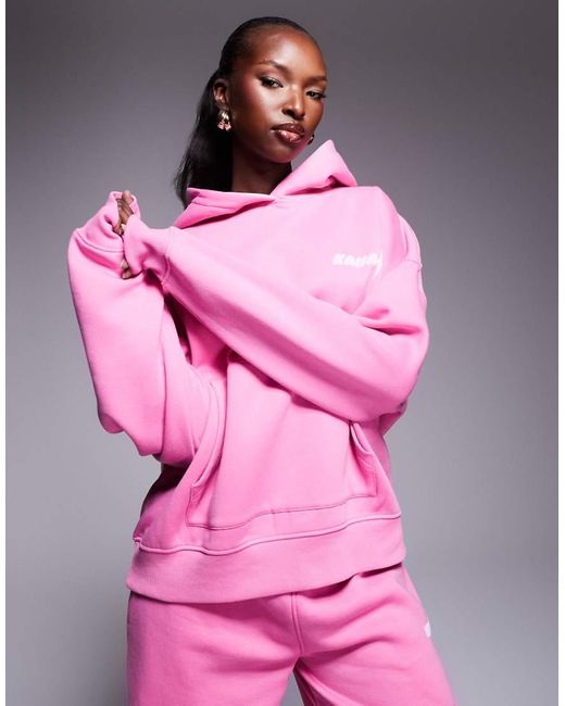 Felpa Con Cappuccio Oversize Con Logo di Kaiia in Pink
