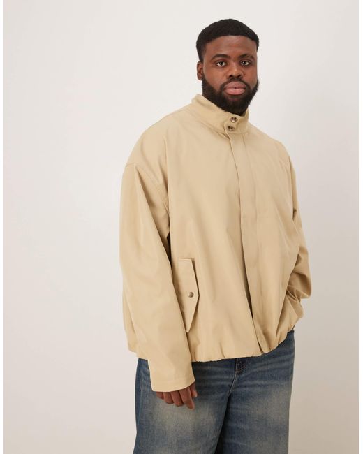ASOS Natural Oversized Funnel Neck Jacket for men