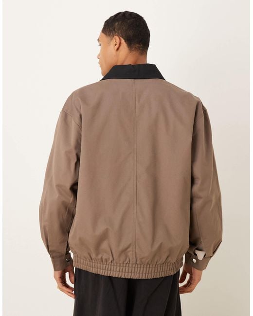 Calvin Klein Natural Long Sleeve Blouson Jacket With Contrast Collar for men