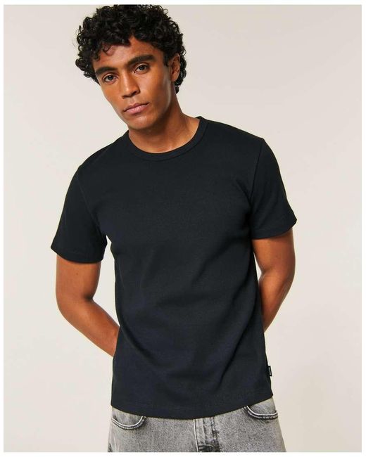 Hollister Black Rib Crew T-Shirt for men