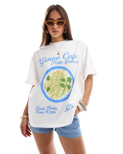 ASOS Blue Oversized T-shirt With Pasta Graphic