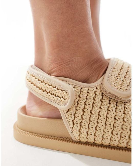 SEQWL Natural Kidman Double Strap Raffia Sandals