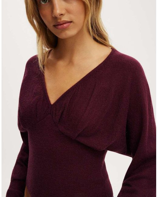 Cotton On Purple Feather V Knit Top