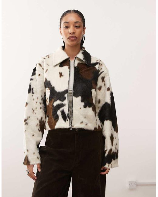 Noisy May Natural Pony Hair Racer Jacket