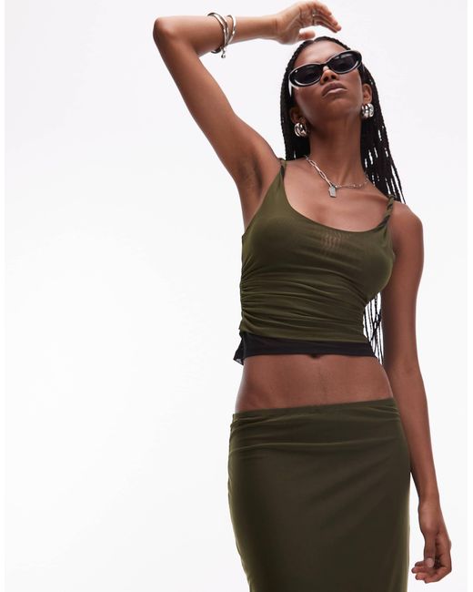 ASOS Green 90's Mesh Double Layer Maxi Skirt