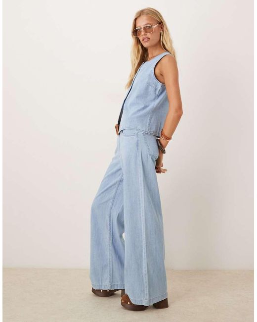 Mango Blue Straight Leg Jean Co-ord