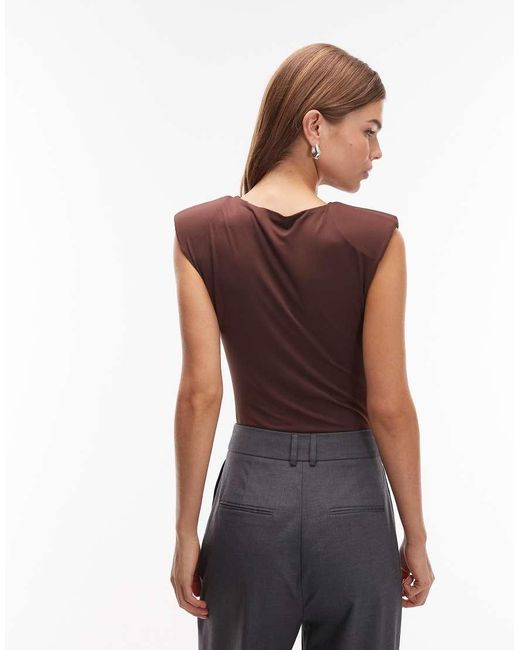 ASOS Purple Slinky Sleeveless Shoulder Pad Bodysuit