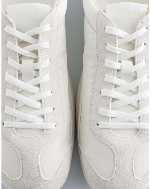 & Other Stories White Real Leather Mule Sneaker With Real Suede Trims