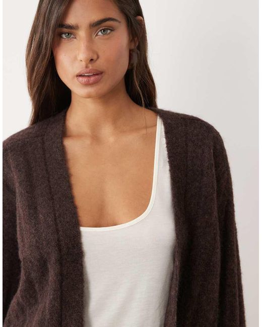 ASOS Brown Edge To Edge Wide Rib Cardigan