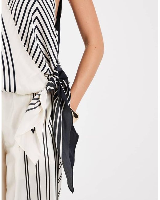 Vero Moda White Sleeveless V-neck Top With Tie Detail