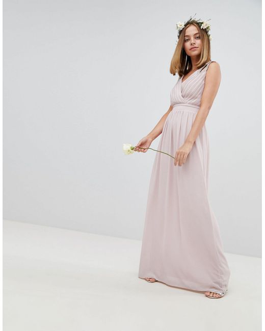 tfnc wrap front maxi bridesmaid dress with embellishment