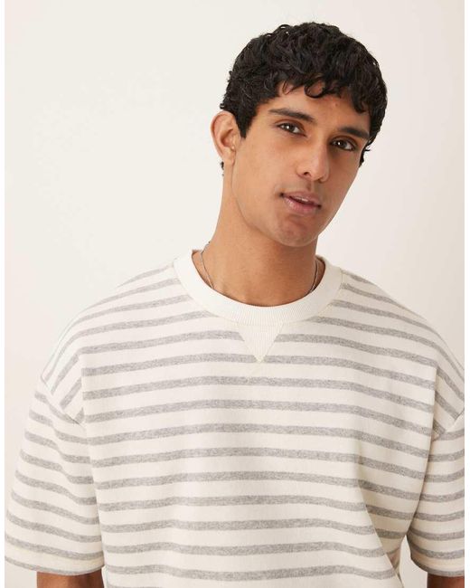 ASOS White Oversized Heavyweight Striped T-Shirt for men