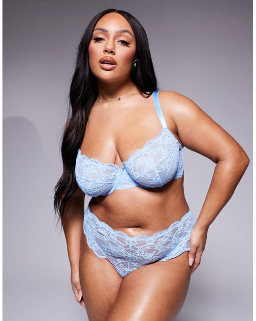 ASOS Blue Asos Design Curve Lola Lace Underwired Bra