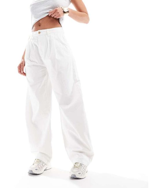 ASOS Geplooide Broek Met Wijde Ronde Pijpen in het White