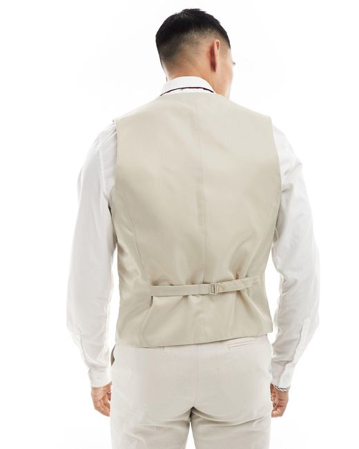 ASOS White Slim With Linen Suit Waistcoat for men