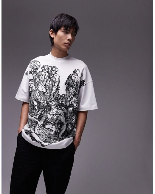 Topman – oversize-t-shirt aus sehr robustem stoff in Gray für Herren