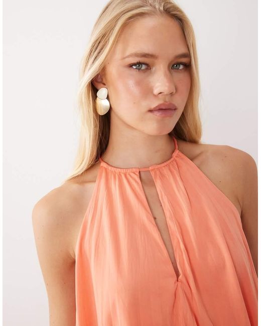 ASOS Pink Co-ord Halter Bubble Hem Top