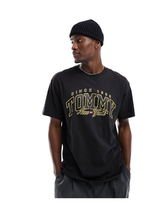 Tommy Hilfiger Black Relaxed Skate Luxe Varsity Logo T-shirt for men