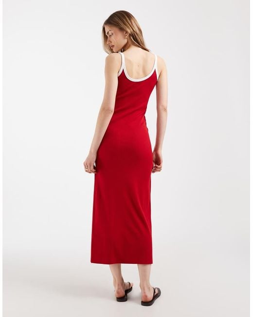 ASOS Red Trim Rib Midi Dress