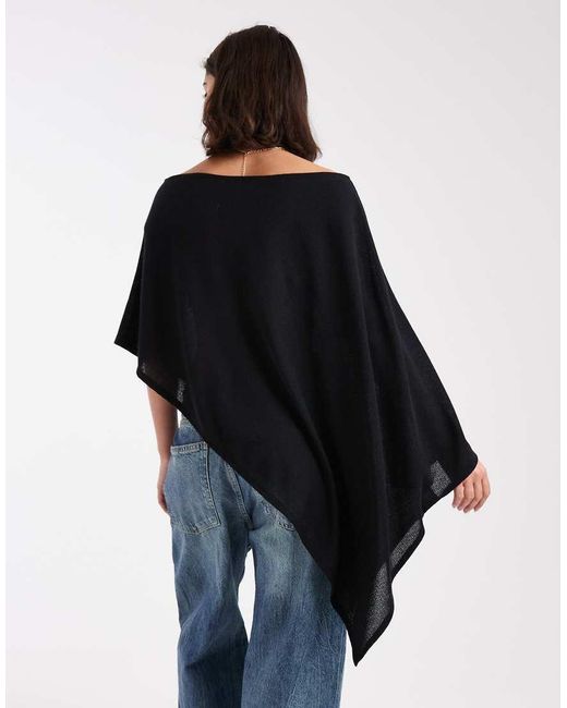 ASOS Blue Semi Sheer Knit-look Asymmetric One Shoulder Cape