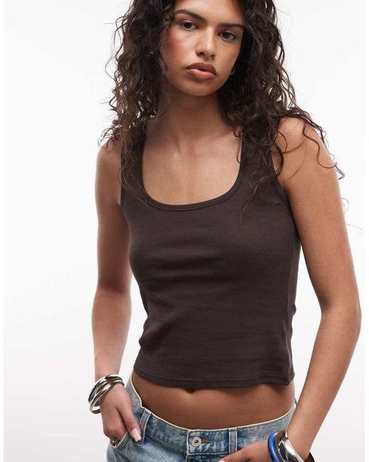 Monki Black 90s Ribbed Tank Top