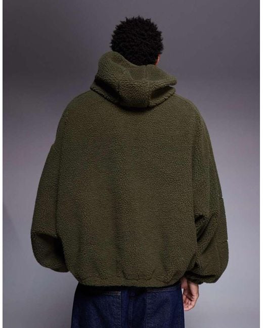 ASOS Gray Extreme Oversized Quarter Zip Funnel Neck Hoodie for men