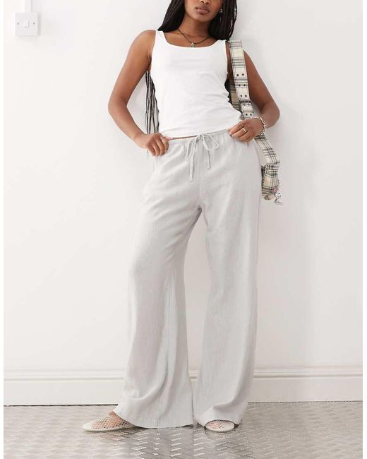 Pantalones Grises De Pernera Ancha De Mezcla De Lino De Weekday de color Gray