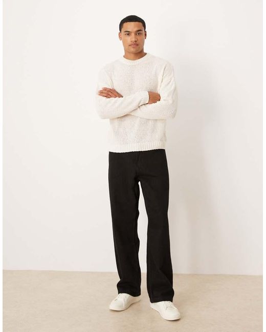 ASOS White Relaxed Textured Knitted Jumper for men
