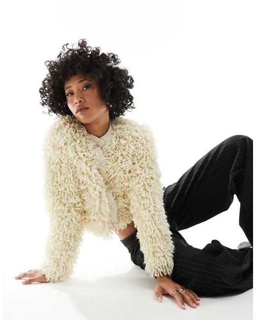 Mango Metallic Shaggy Cardigan