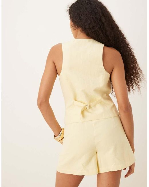 Pretty Lavish Natural Halterneck Linen Waistcoat Co-ord