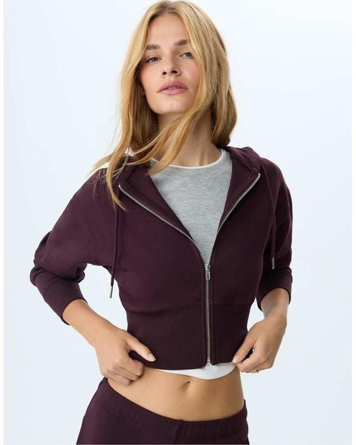 Stradivarius Purple Zip-Up Hoodie