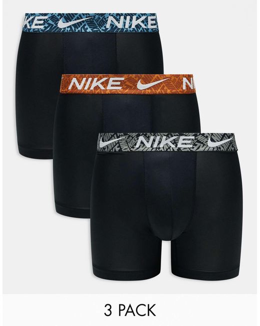 Nike – essential – 3er-pack eng geschnittene boxershorts aus mikrofaser in Black für Herren