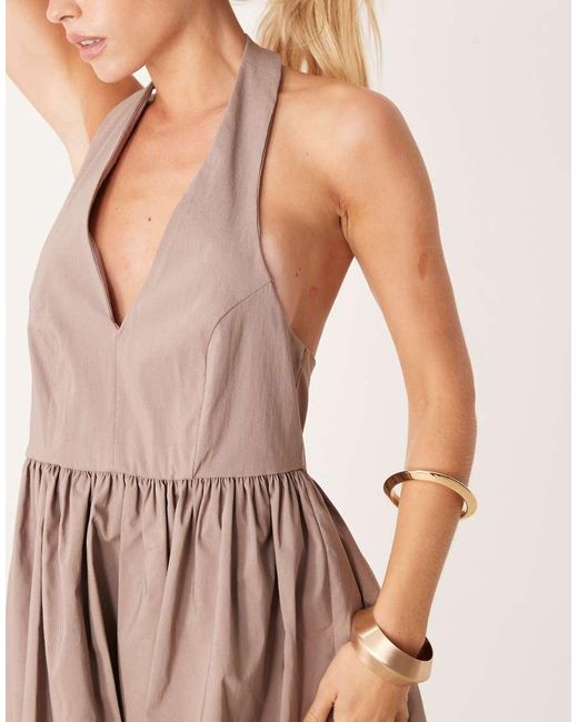 ASOS Brown Asos Design Petite Sleeveless Shirt Skater Dress
