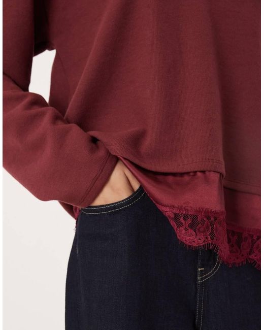 ASOS Red Supersoft V Neck Sweat With Lace Insert