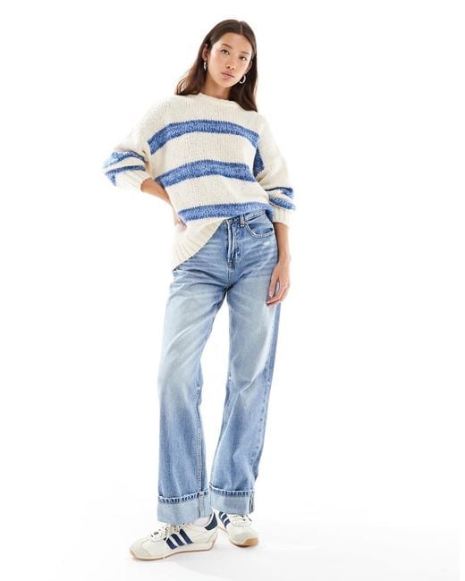 ASOS Blue Bold Striped Crew Neck Jumper