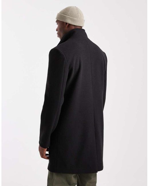 Threadbare Black High Neck Button Down Windbreaker With Hood for men
