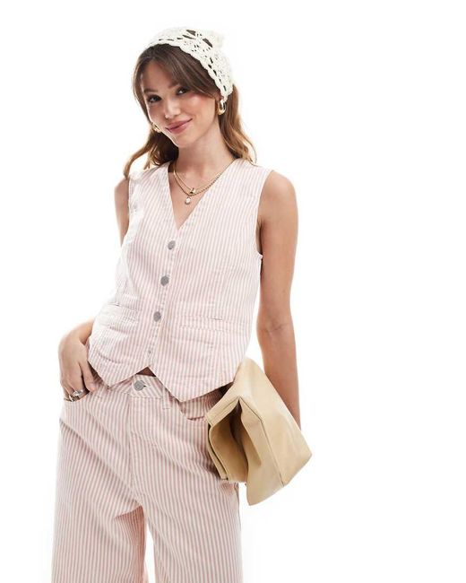 Object Pink Denim Waistcoat Co-ord