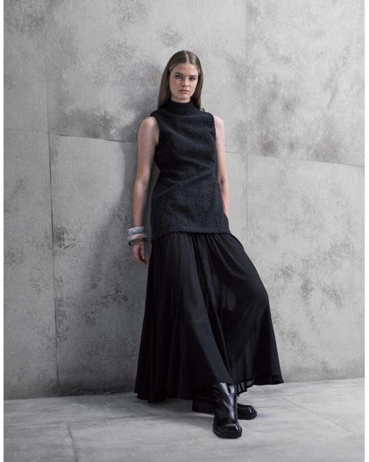 ASOS Black Hybrid Sleeveless Dropped Waist Maxi Dress With Godets