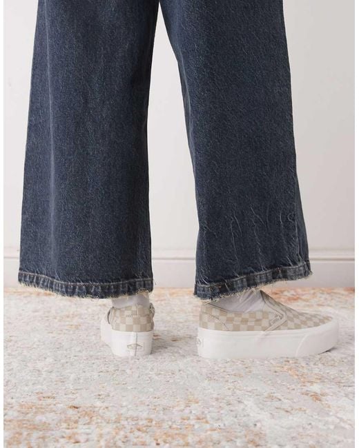 Vans Blue Classic Slip-on Stackform Checkerboard Sneakers
