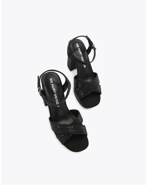KG by Kurt Geiger Black Fleur Platform Heeled Sandals
