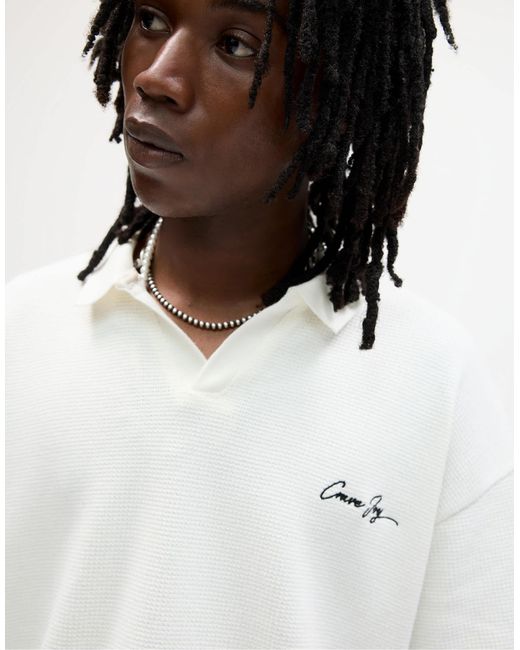 Polo en maille à slogan brodé - cassé Pull&Bear pour homme en coloris Blue