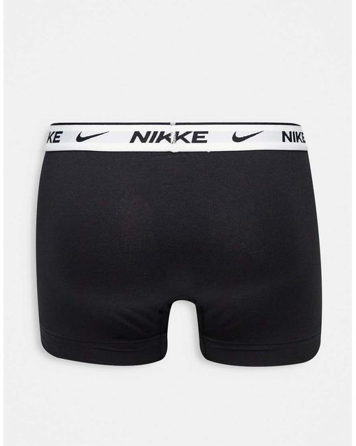 Pack De 3 Calzoncillos Negros Con Cinturillas Blancas De Algodón Elástico De Nike de hombre de color White