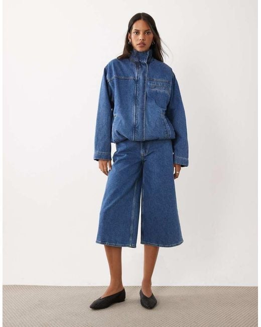 ASOS Blue Denim Funnel Neck Jacket