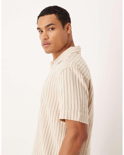 Abercrombie & Fitch Natural Short Sleeve Cropped Poplin Shirt for men