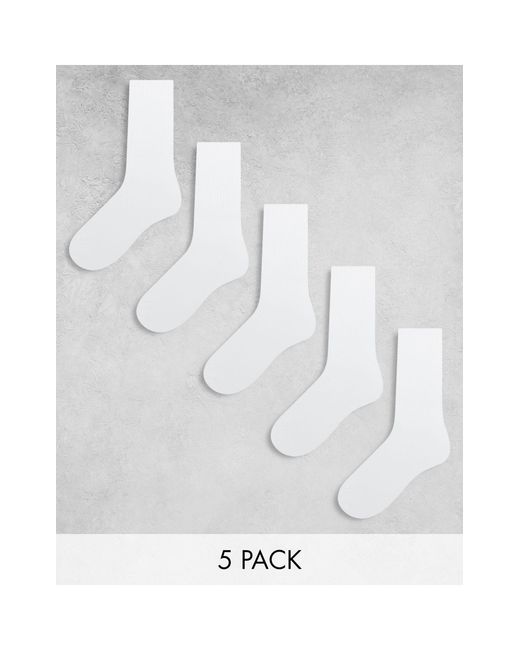 Confezione da 5 calzini da tennis bianchi di Jack & Jones in White da Uomo