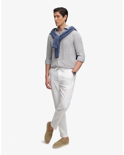 Superdry Blue Merchant Linen Pants for men